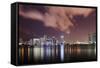 Skyline of Miami Downtown, Miami, Port Boulevard Bridge, Night, Florida, Usa-Axel Schmies-Framed Stretched Canvas