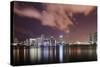 Skyline of Miami Downtown, Miami, Port Boulevard Bridge, Night, Florida, Usa-Axel Schmies-Stretched Canvas