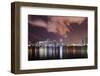 Skyline of Miami Downtown, Miami, Port Boulevard Bridge, Night, Florida, Usa-Axel Schmies-Framed Photographic Print