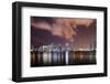 Skyline of Miami Downtown, Miami, Port Boulevard Bridge, Night, Florida, Usa-Axel Schmies-Framed Photographic Print