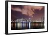 Skyline of Miami Downtown, Miami, Port Boulevard Bridge, Night, Florida, Usa-Axel Schmies-Framed Photographic Print