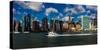 Skyline of Midtown Manhattan seen from the East River showing the Chrysler Building and the Unit...-null-Stretched Canvas