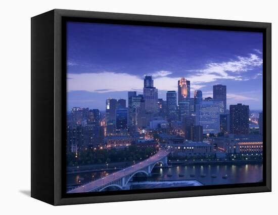 Skyline of Minneapolis, Minnesota, USA-Walter Bibikow-Framed Stretched Canvas