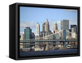 Skyline of New York City with East River, Manhattan and Brooklyn Bridge-Alan Schein-Framed Stretched Canvas