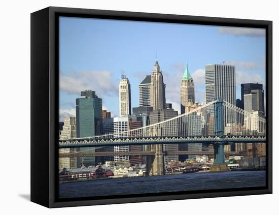 Skyline of New York City with East River, Manhattan and Brooklyn Bridge-Alan Schein-Framed Stretched Canvas