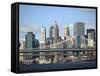Skyline of New York City with East River, Manhattan and Brooklyn Bridge-Alan Schein-Framed Stretched Canvas
