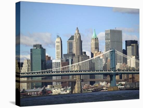Skyline of New York City with East River, Manhattan and Brooklyn Bridge-Alan Schein-Stretched Canvas