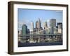 Skyline of New York City with East River, Manhattan and Brooklyn Bridge-Alan Schein-Framed Premium Photographic Print