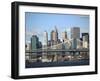 Skyline of New York City with East River, Manhattan and Brooklyn Bridge-Alan Schein-Framed Premium Photographic Print