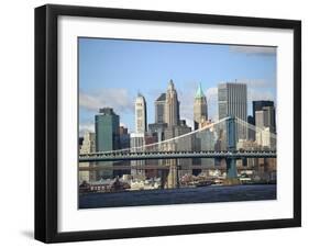 Skyline of New York City with East River, Manhattan and Brooklyn Bridge-Alan Schein-Framed Premium Photographic Print