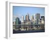 Skyline of New York City with East River, Manhattan and Brooklyn Bridge-Alan Schein-Framed Premium Photographic Print