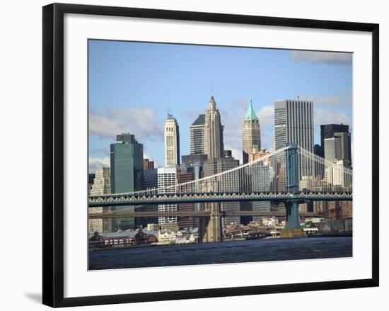 Skyline of New York City with East River, Manhattan and Brooklyn Bridge-Alan Schein-Framed Photographic Print