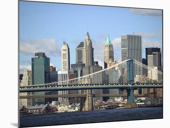 Skyline of New York City with East River, Manhattan and Brooklyn Bridge-Alan Schein-Mounted Photographic Print