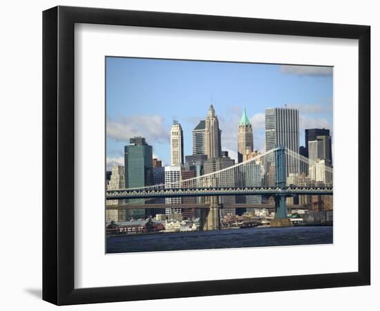 Skyline of New York City with East River, Manhattan and Brooklyn Bridge-Alan Schein-Framed Photographic Print