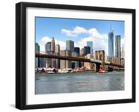 Skyline of NYC with One World Trade Center and East River, Manhattan and Brooklyn Bridge, US-Philippe Hugonnard-Framed Premium Photographic Print