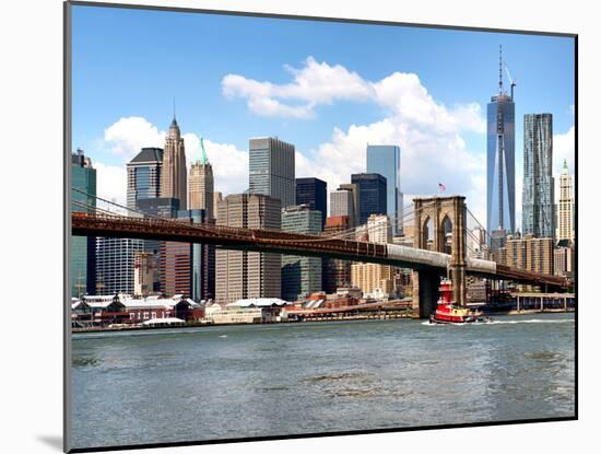 Skyline of NYC with One World Trade Center and East River, Manhattan and Brooklyn Bridge, US-Philippe Hugonnard-Mounted Premium Photographic Print