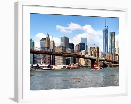 Skyline of NYC with One World Trade Center and East River, Manhattan and Brooklyn Bridge, US-Philippe Hugonnard-Framed Photographic Print