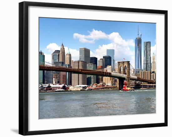 Skyline of NYC with One World Trade Center and East River, Manhattan and Brooklyn Bridge, US-Philippe Hugonnard-Framed Photographic Print