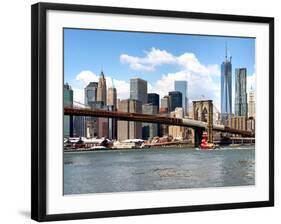Skyline of NYC with One World Trade Center and East River, Manhattan and Brooklyn Bridge, US-Philippe Hugonnard-Framed Photographic Print