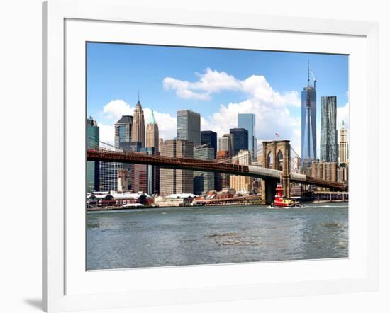 Skyline of NYC with One World Trade Center and East River, Manhattan and Brooklyn Bridge, US-Philippe Hugonnard-Framed Photographic Print