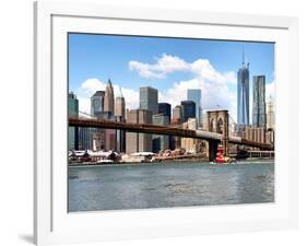 Skyline of NYC with One World Trade Center and East River, Manhattan and Brooklyn Bridge, US-Philippe Hugonnard-Framed Photographic Print