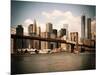 Skyline of NYC with One World Trade Center and East River, Manhattan and Brooklyn Bridge, Vintage-Philippe Hugonnard-Mounted Art Print