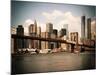 Skyline of NYC with One World Trade Center and East River, Manhattan and Brooklyn Bridge, Vintage-Philippe Hugonnard-Mounted Art Print