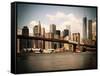 Skyline of NYC with One World Trade Center and East River, Manhattan and Brooklyn Bridge, Vintage-Philippe Hugonnard-Framed Stretched Canvas