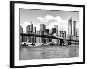 Skyline of NYC with One World Trade Center and East River, Manhattan and Brooklyn Bridge-Philippe Hugonnard-Framed Photographic Print