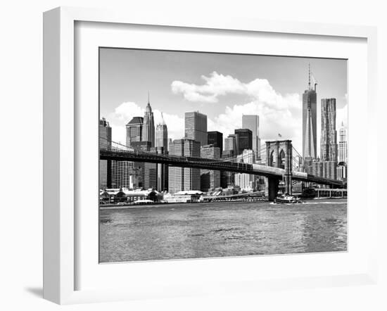 Skyline of NYC with One World Trade Center and East River, Manhattan and Brooklyn Bridge-Philippe Hugonnard-Framed Premium Photographic Print