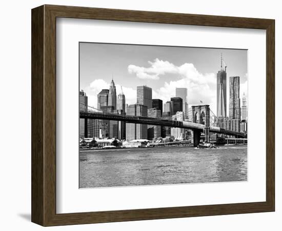 Skyline of NYC with One World Trade Center and East River, Manhattan and Brooklyn Bridge-Philippe Hugonnard-Framed Photographic Print