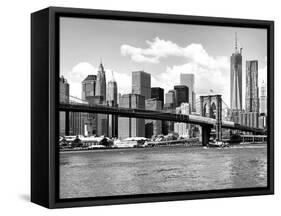 Skyline of NYC with One World Trade Center and East River, Manhattan and Brooklyn Bridge-Philippe Hugonnard-Framed Stretched Canvas