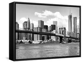 Skyline of NYC with One World Trade Center and East River, Manhattan and Brooklyn Bridge-Philippe Hugonnard-Framed Stretched Canvas