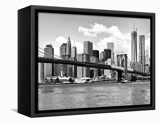 Skyline of NYC with One World Trade Center and East River, Manhattan and Brooklyn Bridge-Philippe Hugonnard-Framed Stretched Canvas