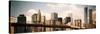 Skyline of NYC with One World Trade Center and East River, Vintage, Manhattan and Brooklyn Bridge-Philippe Hugonnard-Stretched Canvas