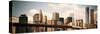 Skyline of NYC with One World Trade Center and East River, Vintage, Manhattan and Brooklyn Bridge-Philippe Hugonnard-Stretched Canvas