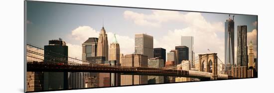 Skyline of NYC with One World Trade Center and East River, Vintage, Manhattan and Brooklyn Bridge-Philippe Hugonnard-Mounted Photographic Print