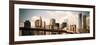 Skyline of NYC with One World Trade Center and East River, Vintage, Manhattan and Brooklyn Bridge-Philippe Hugonnard-Framed Photographic Print