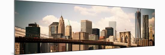 Skyline of NYC with One World Trade Center and East River, Vintage, Manhattan and Brooklyn Bridge-Philippe Hugonnard-Mounted Photographic Print