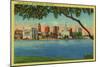 Skyline of Oakland across Lake Merritt - Oakland, CA-Lantern Press-Mounted Art Print