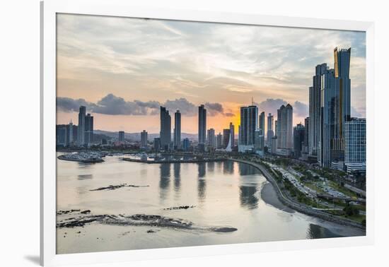 Skyline of Panama City at sunset, Panama City, Panama, Central America-Michael Runkel-Framed Photographic Print