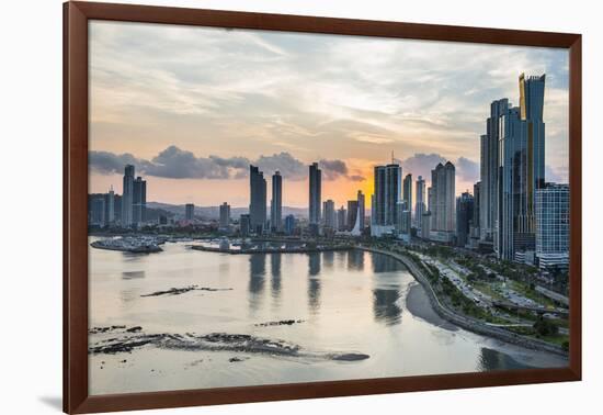 Skyline of Panama City at sunset, Panama City, Panama, Central America-Michael Runkel-Framed Photographic Print