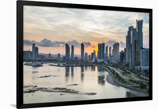 Skyline of Panama City at sunset, Panama City, Panama, Central America-Michael Runkel-Framed Photographic Print