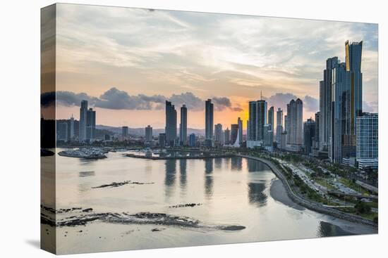 Skyline of Panama City at sunset, Panama City, Panama, Central America-Michael Runkel-Stretched Canvas