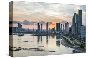 Skyline of Panama City at sunset, Panama City, Panama, Central America-Michael Runkel-Stretched Canvas