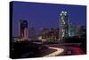 Skyline of Raleigh, NC at night-null-Stretched Canvas