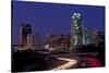 Skyline of Raleigh, NC at night-null-Stretched Canvas