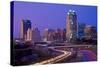 Skyline of Raleigh, NC at night-null-Stretched Canvas