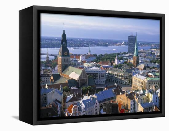 Skyline of Riga, Latvia-Peter Adams-Framed Stretched Canvas