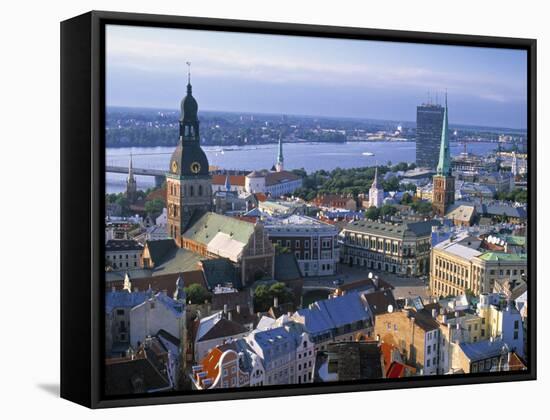 Skyline of Riga, Latvia-Peter Adams-Framed Stretched Canvas